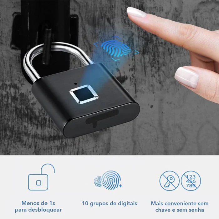 Cadeado Inteligente com Impressão Digital Biométrica - TravaTouch™